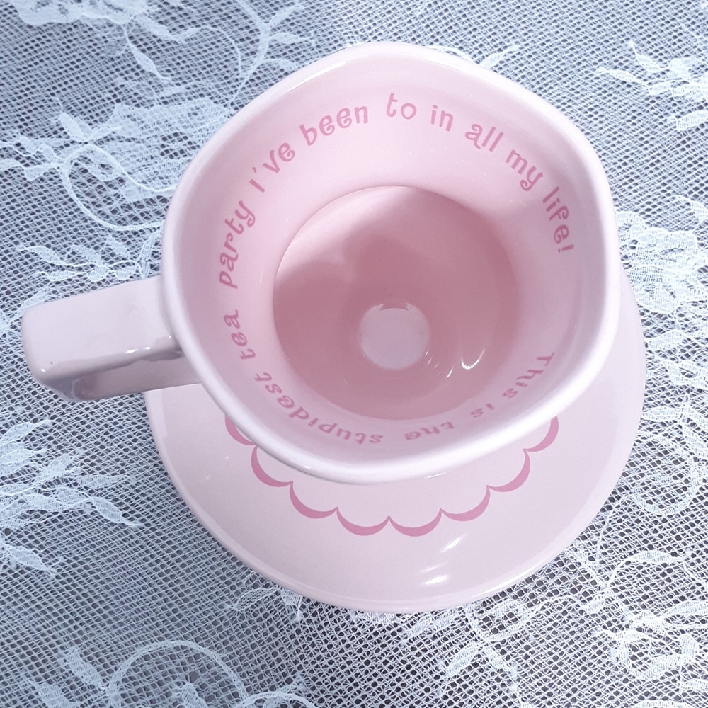 RARE NWOT Disney Alice In Wonderland Pink Teacup and Saucer Mug Cup - Picture 6 of 15